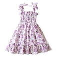 thumbnail image 3 of REDARER Floral Print Smocked Cami Dress, Bow Tie Straps Ruffle Hem Summer Party Outfit for Toddler Girls,4-5 Years, 3 of 7