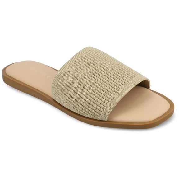 Journee Womens Prisilla Linen Slip On Flat Sandals, Widths Available