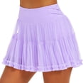 thumbnail image 1 of Falda de tenis Stelle para mujer, cintura alta, con volantes y pantalones cortos, color lila, 1 of 7