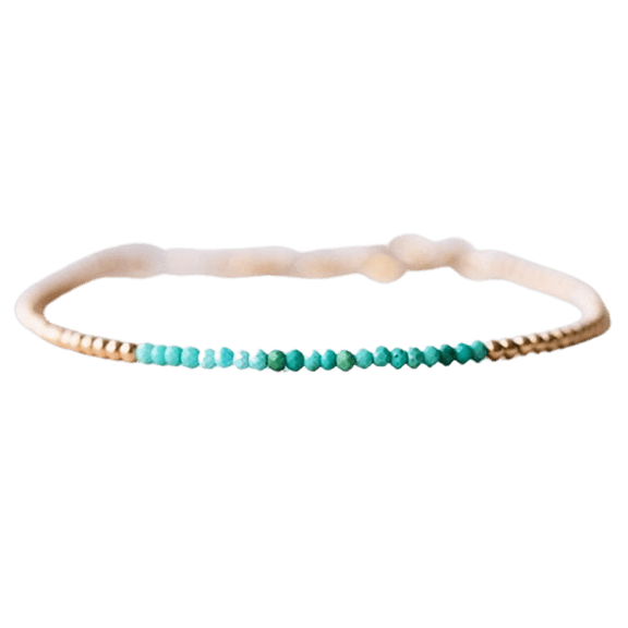 Arizona Turquoise 2mm Round Shape Smooth Cut Beads 7 inch adjustable Rose Gold Plated Clasp Bracelet for men, women, unisex. Link Chain Stacking Bracelet.|LINK_00866