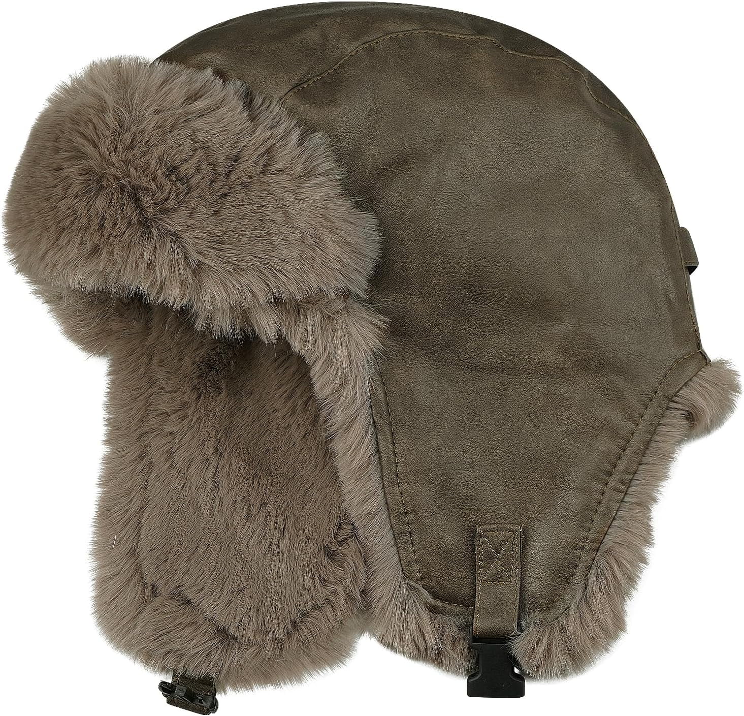 Zhengup Aviator Faux Leather Trapper Eskimo Earflap Hunting Hat Cold Weather Winter Gear Russian Ushanka Cossack Trooper Hat