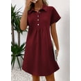 thumbnail image 4 of Vestido Acelit Primavera-Verano con cuello de solapa para mujer, rojo XL, 4 of 4