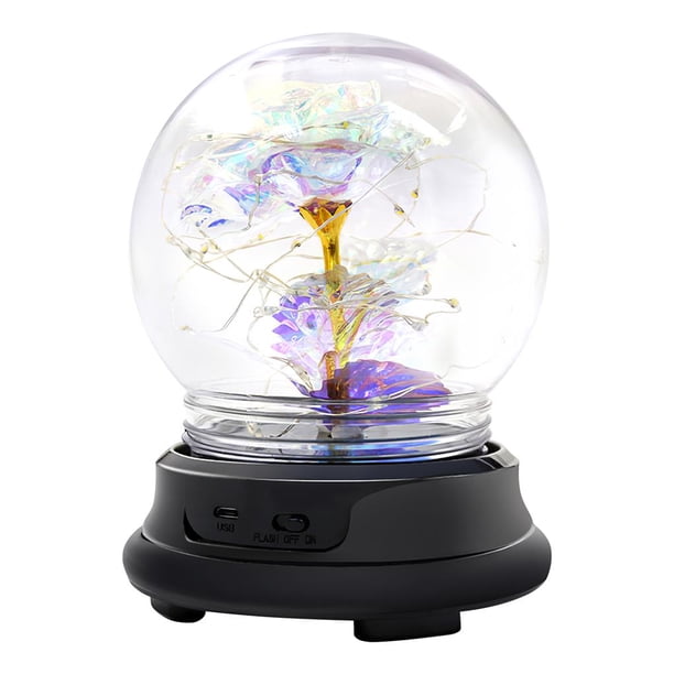 Lámina De Oro Rosa Luz Exquisita Flor De Rosa Pantalla De Vidrio Simulada Luz Rosas Románticas Adorno De Iluminación Con Cadena De Luz Led Pantalla De Vidrio Para Festival Speravity HA018167-00