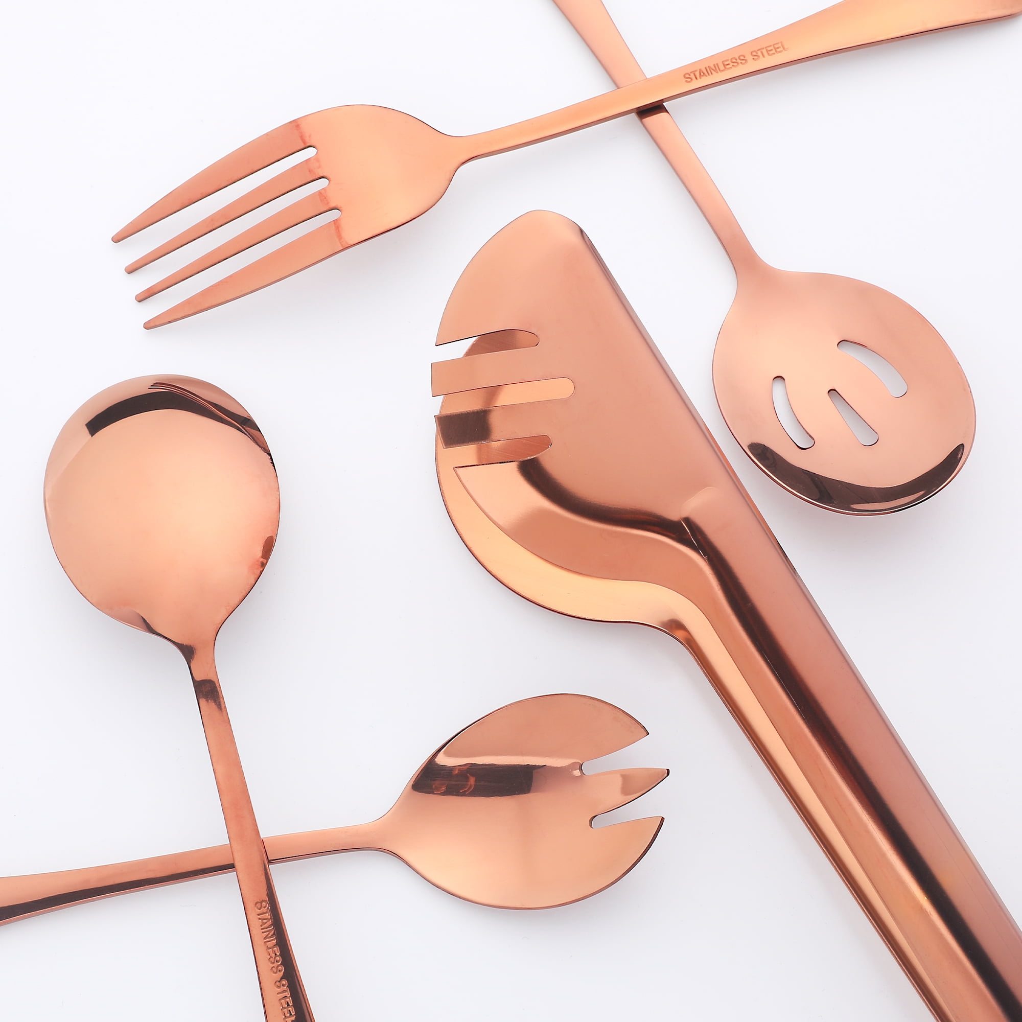 Unique Bargains Stainless Steel Flatware Cutlery Set for Kitchen Rose Gold 10 Pcs