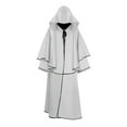 thumbnail image 2 of Sonducket Capa de Halloween Unisex de manga larga con capucha de miedo para mujeres y hombres, capa para adultos, traje de Color sólido, disfraz Disfraces de disfraces Blanco METRO, 2 of 6