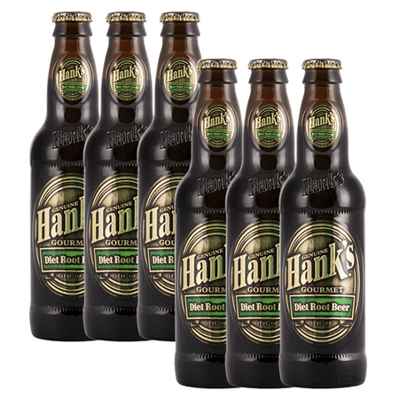 Hank's Genuine Gourmet Diet Root Beer, 12 fl oz Bottles – Premium Craft Soda with Rich, Creamy Flavor. - Zero Calories, Zero Carbs, Pack of 6