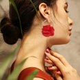 thumbnail image 2 of Bohemian lightweight large fabric flower earrings handmade charming petal earrings, 2 of 5