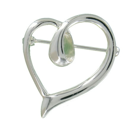 - Silver Tone Loop Heart Pin Brooch