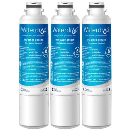 3 Pack Waterdrop DA29-00020B Refrigerator Water Filter, Compatible with Samsung DA29-00020B, DA29-00020A, HAF-CIN/EXP, 46-9101