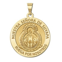 PicturesOnGold.com Nuestra Senora De Suyapa Medal Female Adult - 2/3" Dime, Solid 14K Yellow Gold