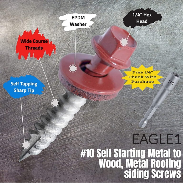 EAGLE 1 #12 Self-Drilling Metal Building Screws - 5/16 Hex Head With Sealing Washers (250 Pc)