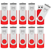 MOSDART 16GB 10Pack in Bulk USB 2.0 Flash Drives Swivel Keychain Thumb Drievs with Led Indicator,Red 10pcs