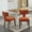 Orange, variant on Mid Century Modern Dining Chairs Set of 2, Farmhouse Linen Upholstered Accent Chairs with Curved Backrest and Copper Nails, Solid Hardwood Frame Kitchen Dining Seating in Orange