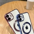 thumbnail image 4 of Compatible with iPhone 11 Magnetic Clear Case,Luxury Plating Bling Transparent Shockproof MagSafe Case with Full Camera Lens Protector for iPhone 11 Women Girl Men-Elegant Pink, 4 of 12