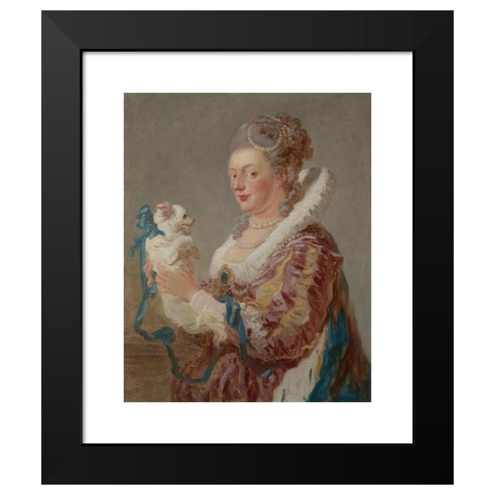 Jean-Honoré Fragonard 12x14 Black Modern Framed Museum Art Print Titled - A Woman with a Dog (ca. 1769)
