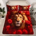 thumbnail image 2 of Feelyou 3D Wildlife Lion Full Size Sheets, Red Rose Flower Bed Sheets, Couple Lover Men Women Sheet Sets, Lightweight Room Decor, 4 Pieces, 2 of 7