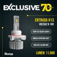 thumbnail image 2 of Luces Led para Auto - ILLUME - Modelo 70 W - 11,000 lúmenes - Resistencia al Agua - Haz de luz Perfecto (H13), 2 of 7