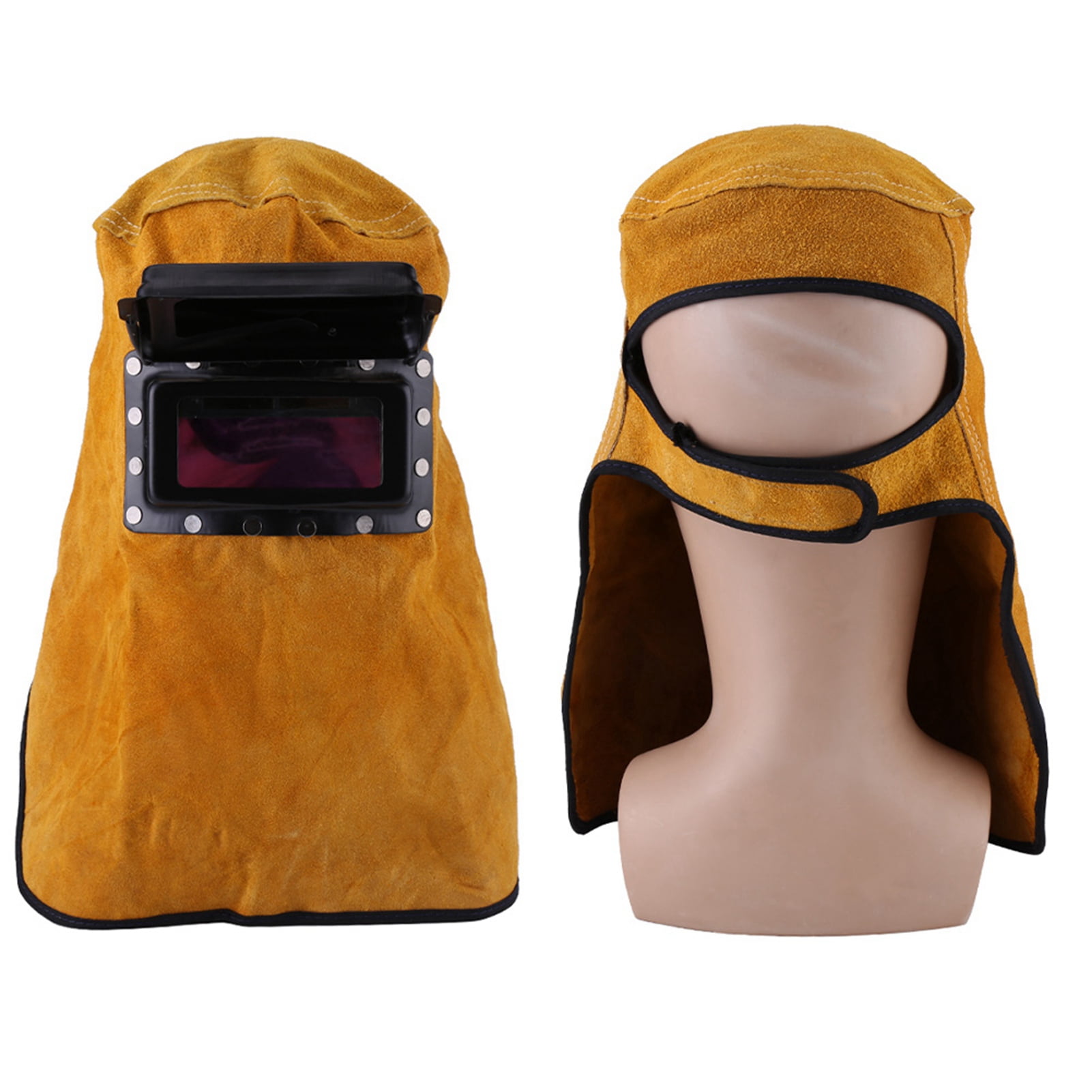 M Buder Premium Leather Auto Darkening Welding Helmet Mask Sun Yellow 12.79 inches / 32.5 cm Breathable Adjustable Protective Gear Safety Equipment for Men Women
