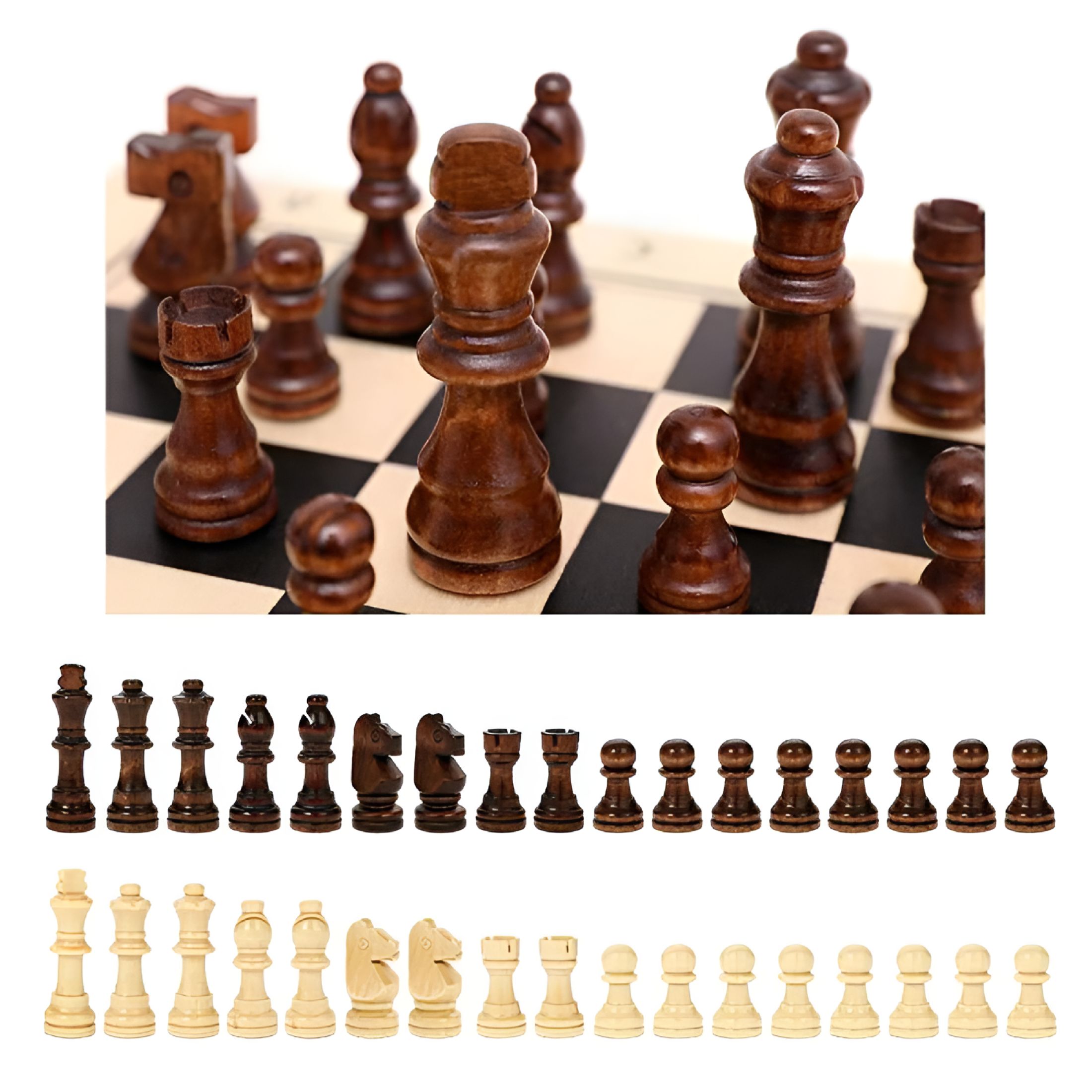 BESTSKY 2026 New Handmade Folding Wooden Chess Board Set with Extra 2 Queens for Home,Office,Travel,29X29Cm,Individual Slot in the Storage Box and Are Not Easy