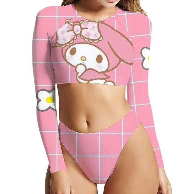 Hello Kitty Anime Print Sexy Slim Split Bikini Swimsuit for Women