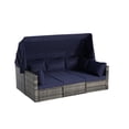 thumbnail image 4 of 5 Outdoor Patio Daybed With Canopy & Side Table. Strong All-weather , Fully Welded Steel. Large Washable Cushions. - Breathable Fabric. Effortless Movement Curved Back. Gray , Dark Blue Seats 6, 4 of 6