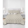 thumbnail image 2 of Full Size Quilt Bedding Set, Grey Beige Lattice Geometric Reversible Summer Quilt 3 Pieces, Luxury Abstract Art Lightweight Bedspreads Coverlets with 2 Pillow Shams for All Seasons, 2 of 4