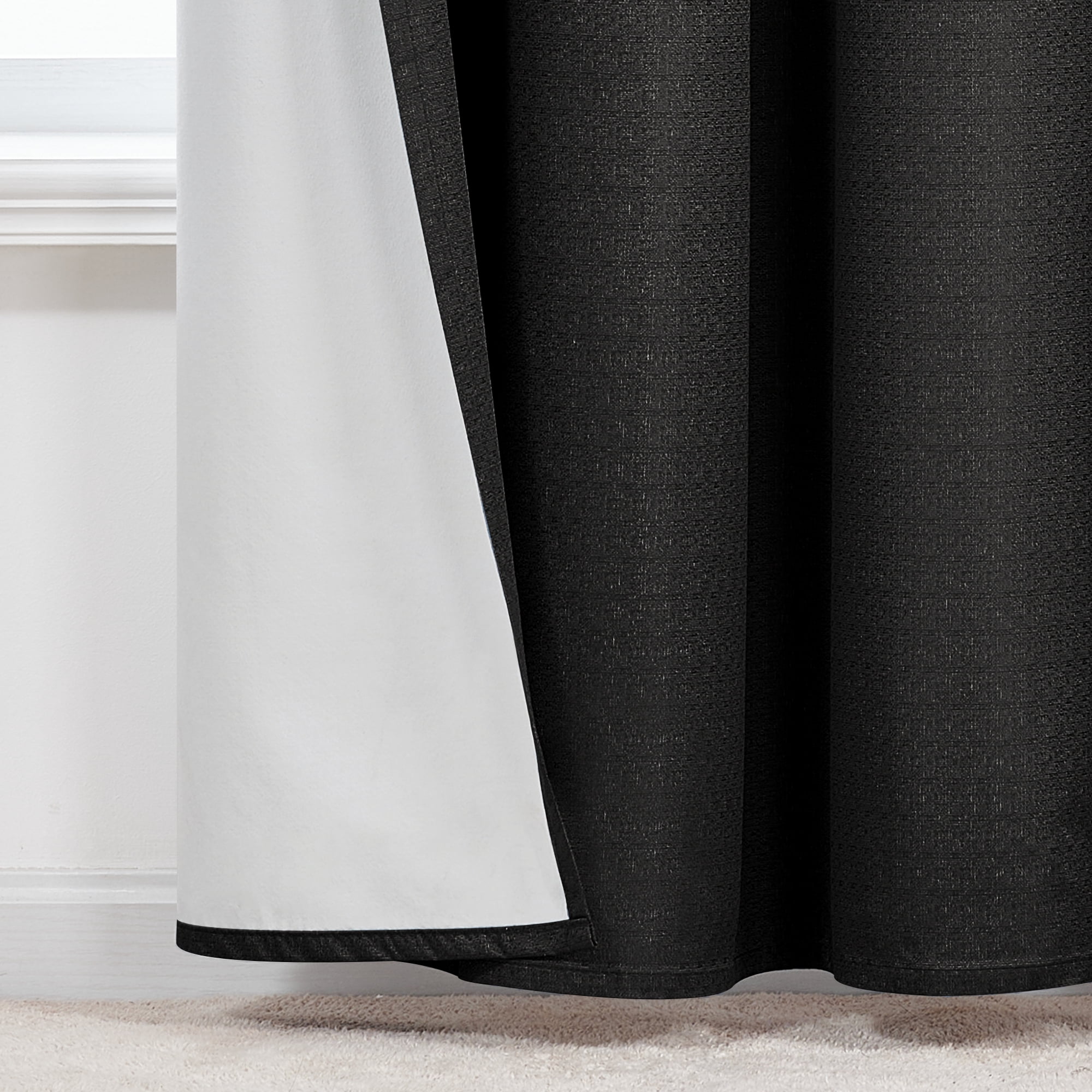 ZOPZO 100% Blackout Curtains Thermal Insulated, Black, 42W x 72L Inch, Grommet Drapes Noise Reducing for Bedroom Living Room, 2 Panels