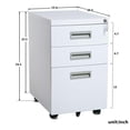 thumbnail image 2 of Topcobe Locking File Cabinet, 3 Drawers Rolling Metal Filing Cabinet, Fully Assembled, White, 2 of 6
