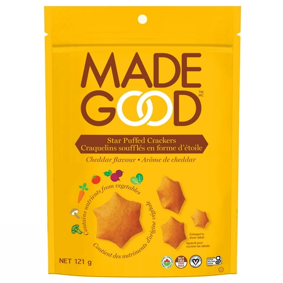 MadeGood Cheddar Star Puffed Crackers, 121 g