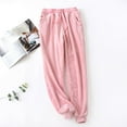 thumbnail image 2 of Tnhcen Women's Winter Fleece Pajama Pants Thermal Lounge Sleepwear Elastic Waistband Drawstring Pockets Cuffed Ankles Warm M-XL Pink, 2 of 6
