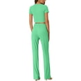 thumbnail image 3 of INSPIRE CHIC Women's Two Piece Lounge Set Ribbed Crop Top Wide Leg Pant Casual Sweatsuit L Green, 3 of 5