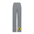 thumbnail image 4 of Pants for Women Trousers for Women Vintage Cotton Linen Plus Size Loose Straight Leg Pants Fashion Sunflower Print Elastic Waist Long Pants with Pockets, 4 of 4
