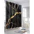 thumbnail image 3 of Shower Curtain Black Marble Shower Curtains for Bathroom, Waterproof Polyester Shower Curtain Set with Hooks, Small Stall Size 36" x 72" Golden Ripple, 3 of 6