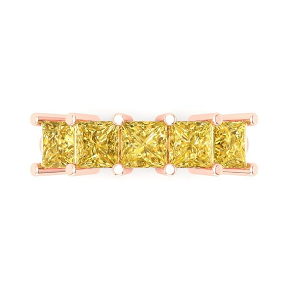 2.5 ctw Wedding Band for Women - 18K Rose Gold Simulated Yellow Diamond Stackable Eternity Ring