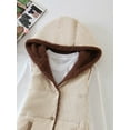 thumbnail image 4 of Vest for Women Casual Solid Color Short Outerwear Jackets Pocket Breasted Hooded Cotton Vest Jacket, 4 of 7