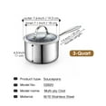thumbnail image 5 of Cooks Standard Multi-Ply Clad 3 Quart Stainless Steel Saucepan with Glass Lid, Kitchen Induction Cooking Sauce Pot Pan, Dishwasher & Oven Safe, Compatible with All Cooktops, 5 of 7