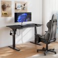 thumbnail image 2 of Electric Standing Desk Adjustable Height, 48 x 24 Inch Computer Desk with Headphone Hook, Memory Preset Gaming Desk, Dual-Motor, Easy Assemble for Home, Office, Black, 2 of 7