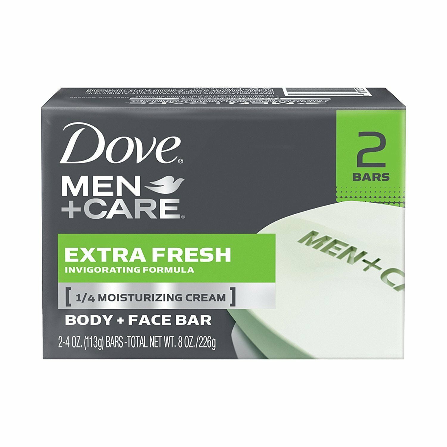 Dove Men+Care Body and Face Bar, Extra Fresh 3.75 oz, 2 Bar
