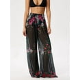 thumbnail image 3 of Women'S Elastic High Waist Wide Leg Pants Casual Long Home Pants Rose Red L, 3 of 4