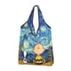 thumbnail image 2 of Bolsa de compras personalizada con paisaje de Van Gogh, Snoopy y Charlie Brown, para mujer, portátil, de gran capacidad, para comestibles, con diseño de cacahuetes, 2 of 5
