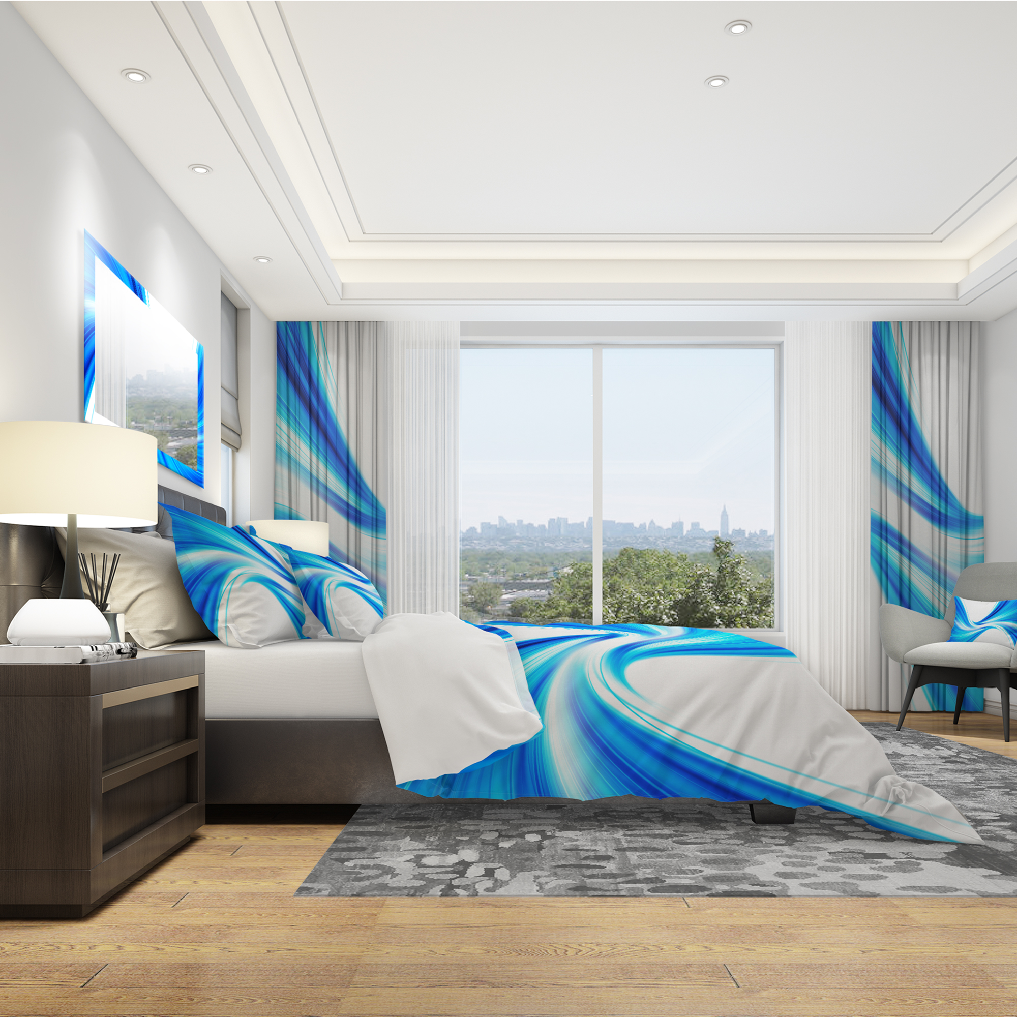 Designart 'Peaceful Blue Flowing Through' Modern & Contemporary Duvet Cover Set