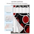 thumbnail image 2 of No Hook Shower Curtain with Snap in Liner,Burgundy Red Color Block Waterproof Bath Curtain Double Layers with See Through Top Window,Abstract Geometric Black Stripe Hotel Shower Curtains 72x72in, 2 of 9