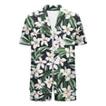 thumbnail image 7 of mihongmao Summer Vacation Outfits Beach Sets 2 Pieces Y2k Outfits Fashion Women's Hawaiian Style Print Casual Round Neck Short Sleeve Top T-shirt And Shorts Set Army Green L, 7 of 7