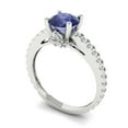 thumbnail image 2 of 1.465 ct Round Cut Simulated Tanzanite Solitaire with Accents Engagement Ring for Women in 18K White Gold, 2 of 5