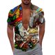 thumbnail image 1 of Camisa De Botones Para Hombre Nueva camisa de manga corta holgada informal con estampado digital 3d y estampado de (Grey, L), 1 of 4