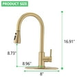 thumbnail image 3 of Single-Handle Stainless Steel Pull Down Sprayer Kitchen Faucet with Deck Plate, 3 of 4