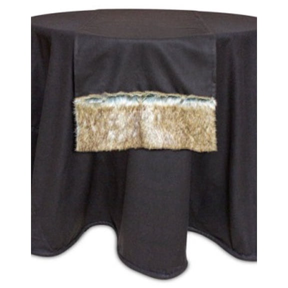 Melrose 70" Brown Country Rustic Christmas Table Runner with Faux Fur Border Trim
