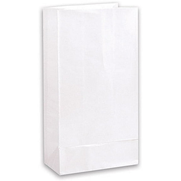 Unique Industries White Solid Print Birthday Party Bags, 12 Count