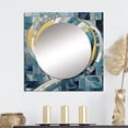 thumbnail image 1 of Designart "Constructing Blue Realms in Blue and Gold II" Abstract Shapes Blue Large Square Mirror - Square Bedroom Mirror Printed Wall Decor - Transitional Square Printed Wall Mirror Art, 1 of 5