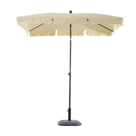 7x4ft Rectangular Aluminum Tilt Patio Umbrella Garden Parasol Uv Protection Canopy Beige Walmart Canada